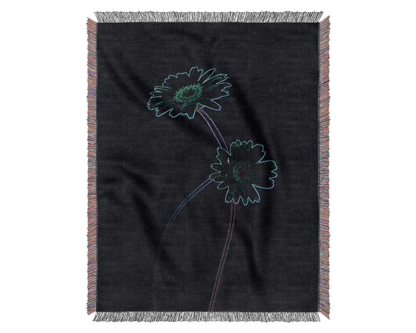 Abstract Neon Floral 26 throw blanket featuring vibrant floral patterns on a soft cotton fabric, perfect for home decor.
