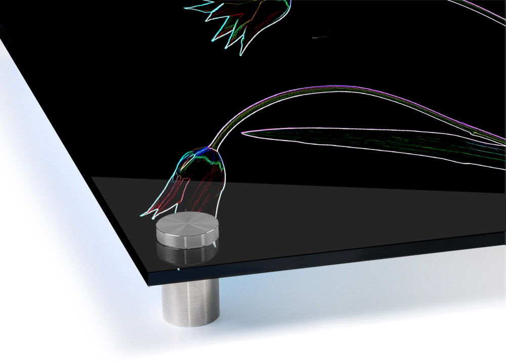 Vibrant Abstarct Neon Floral 27 acrylic print on a wall, showcasing colorful floral designs.