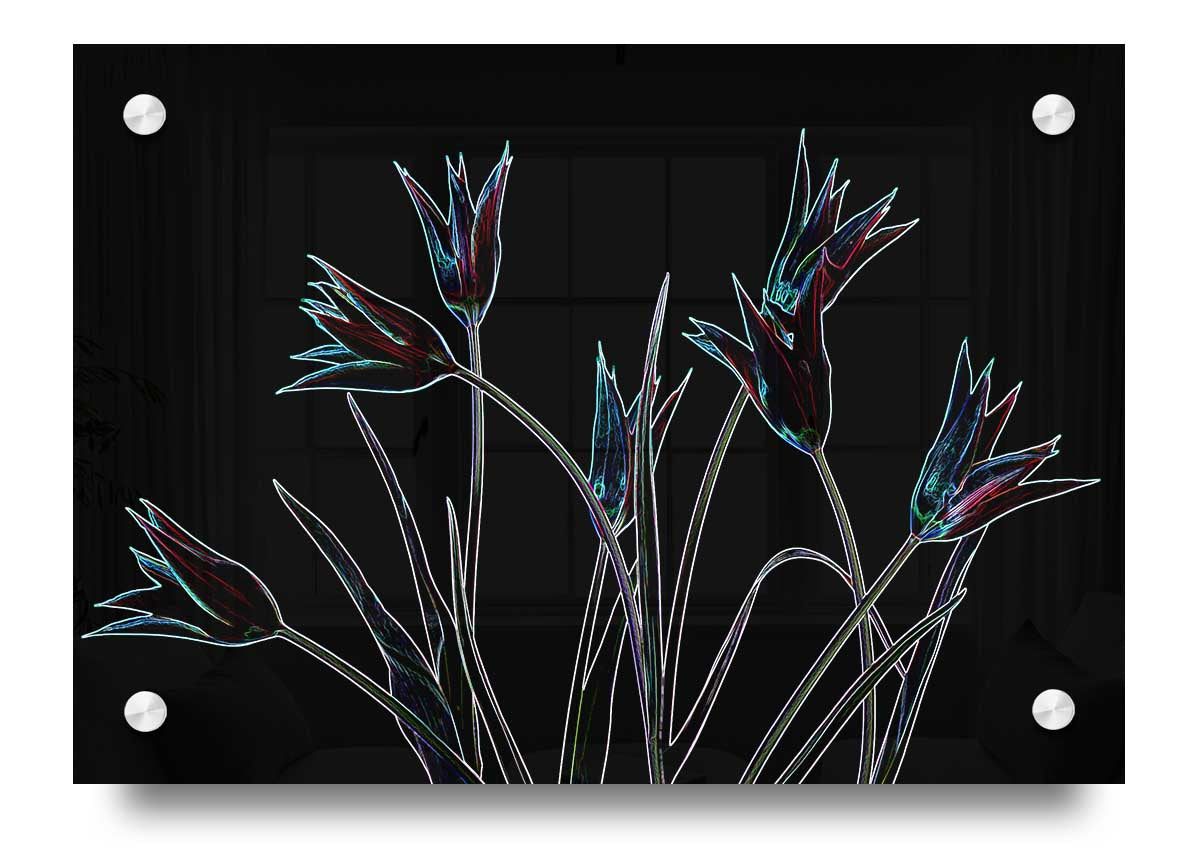 Vibrant Abstarct Neon Floral 31 acrylic print showcasing colorful floral designs on 5mm thick acrylic glass.
