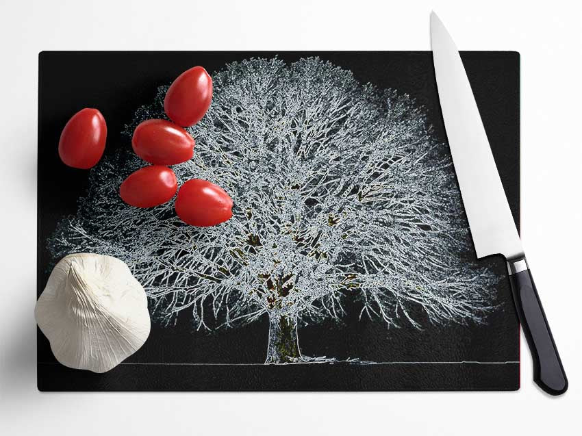 Abstarct Neon Floral 34 chopping board made of tempered glass with vibrant floral design and anti-slip feet.