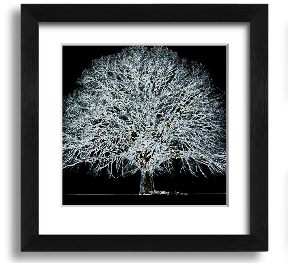 Vibrant Abstarct Neon Floral 34 square framed print showcasing colorful floral design in a modern frame.