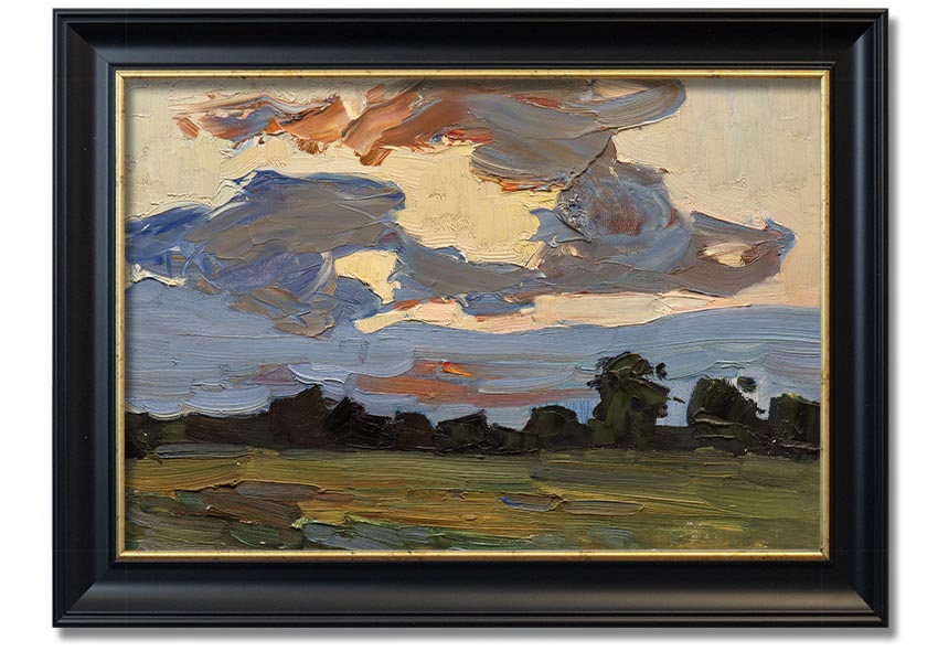 A beautifully framed Abstract Countryside print showcasing vibrant colors and intricate details, ready to hang.