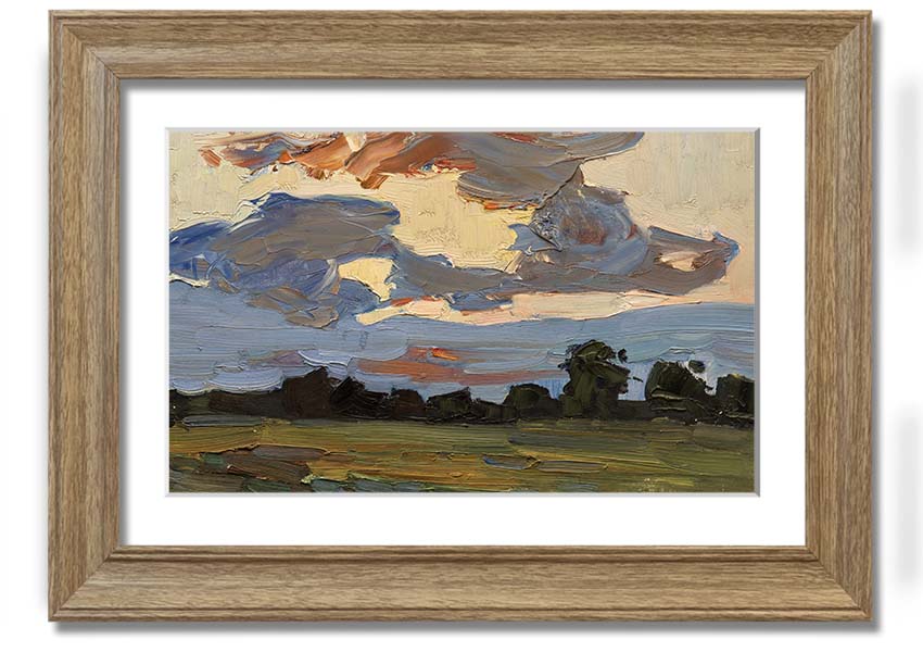 A beautifully framed Abstract Countryside print showcasing vibrant colors and intricate details, ready to hang.