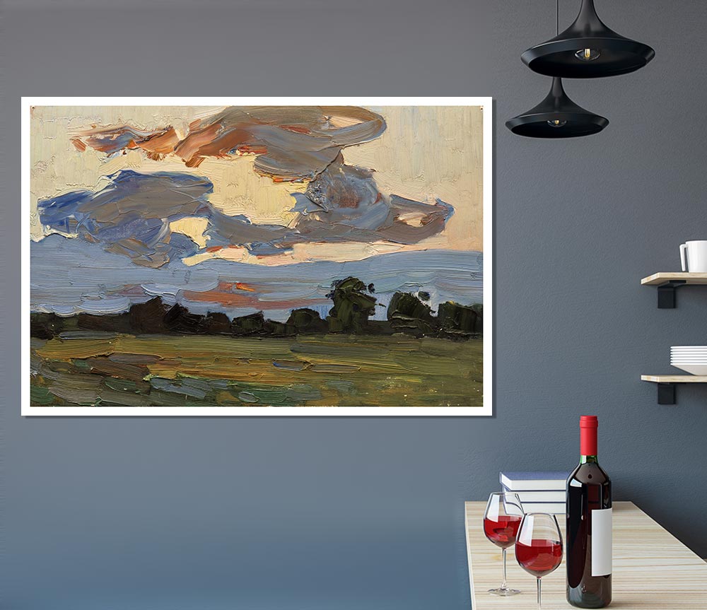 A vibrant Abstract Countryside canvas poster featuring serene landscapes and abstract elements, perfect for home decor.