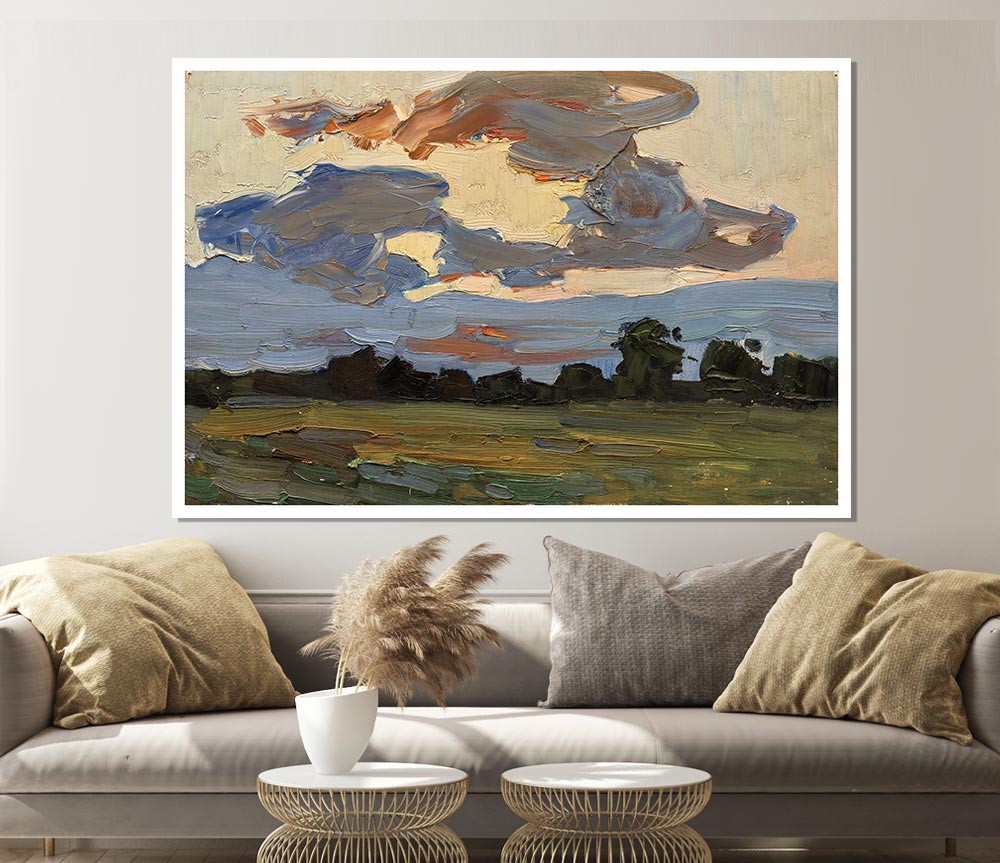A vibrant Abstract Countryside canvas poster featuring serene landscapes and abstract elements, perfect for home decor.