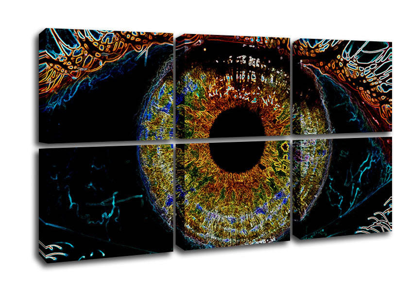 Abstract Eye canvas art printed on coated polyester, mounted on a 44mm box frame, ready to hang.