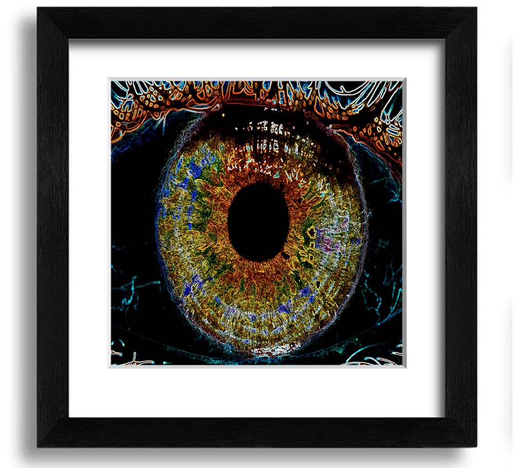 Abstract Eye Square Framed Print with multiple frame color options, showcasing a unique abstract design.