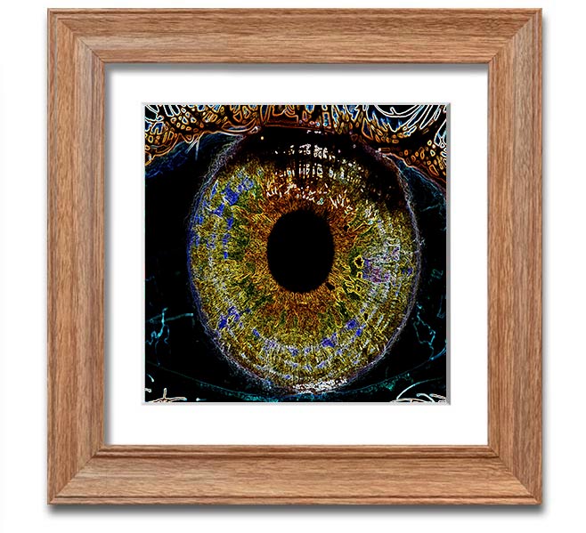 Abstract Eye Square Framed Print with multiple frame color options, showcasing a unique abstract design.