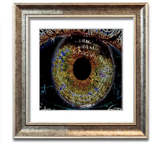 Abstract Eye Square Framed Print with multiple frame color options, showcasing a unique abstract design.