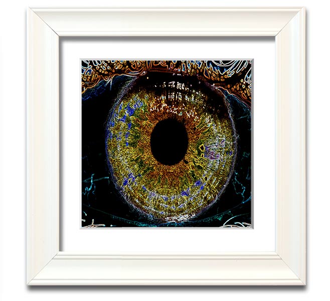 Abstract Eye Square Framed Print with multiple frame color options, showcasing a unique abstract design.