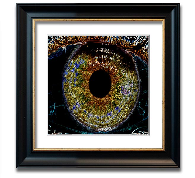 Abstract Eye Square Framed Print with multiple frame color options, showcasing a unique abstract design.