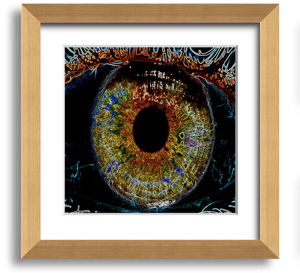 Abstract Eye Square Framed Print with multiple frame color options, showcasing a unique abstract design.