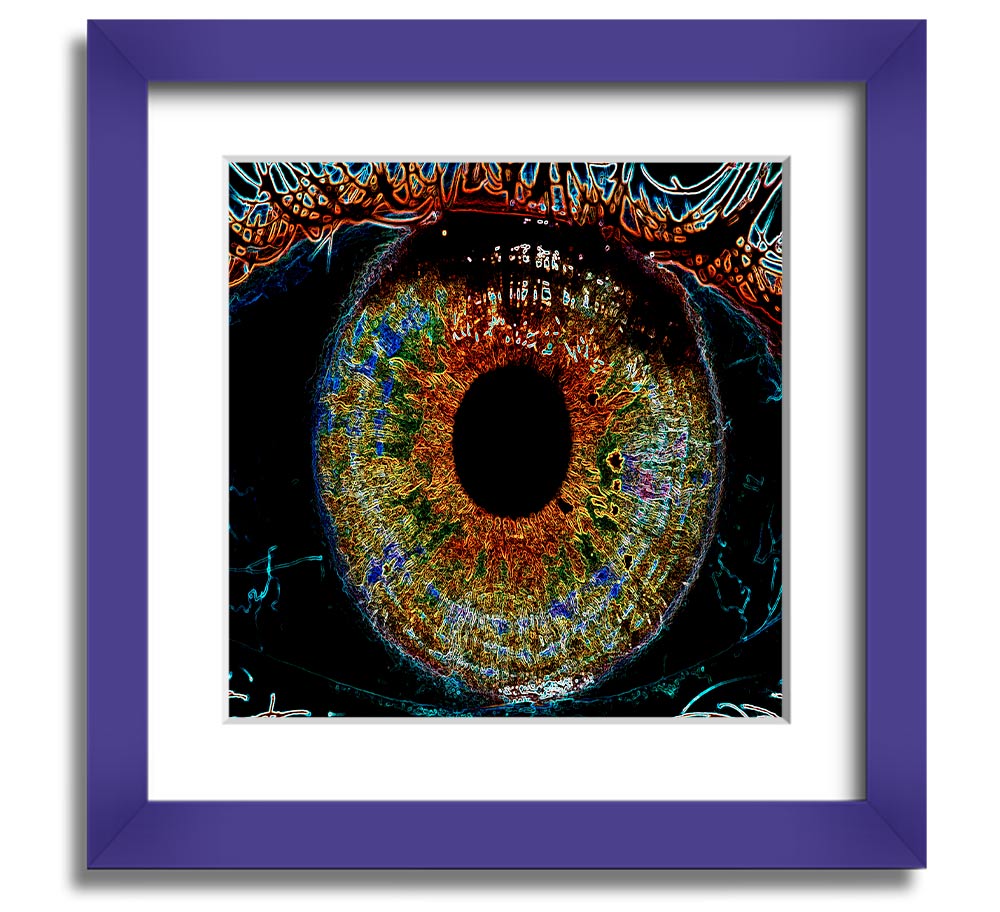 Abstract Eye Square Framed Print with multiple frame color options, showcasing a unique abstract design.