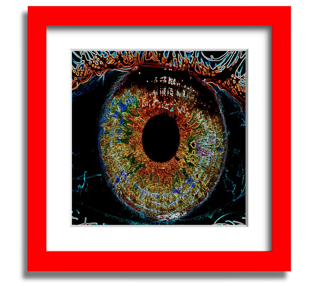 Abstract Eye Square Framed Print with multiple frame color options, showcasing a unique abstract design.