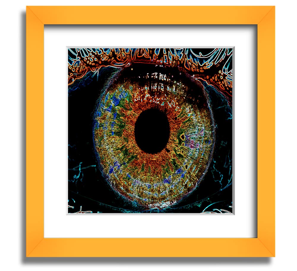 Abstract Eye Square Framed Print with multiple frame color options, showcasing a unique abstract design.
