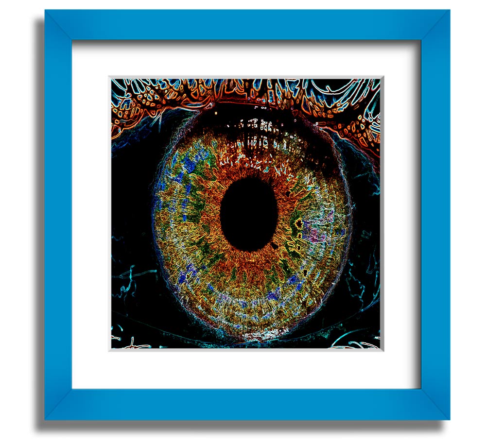 Abstract Eye Square Framed Print with multiple frame color options, showcasing a unique abstract design.