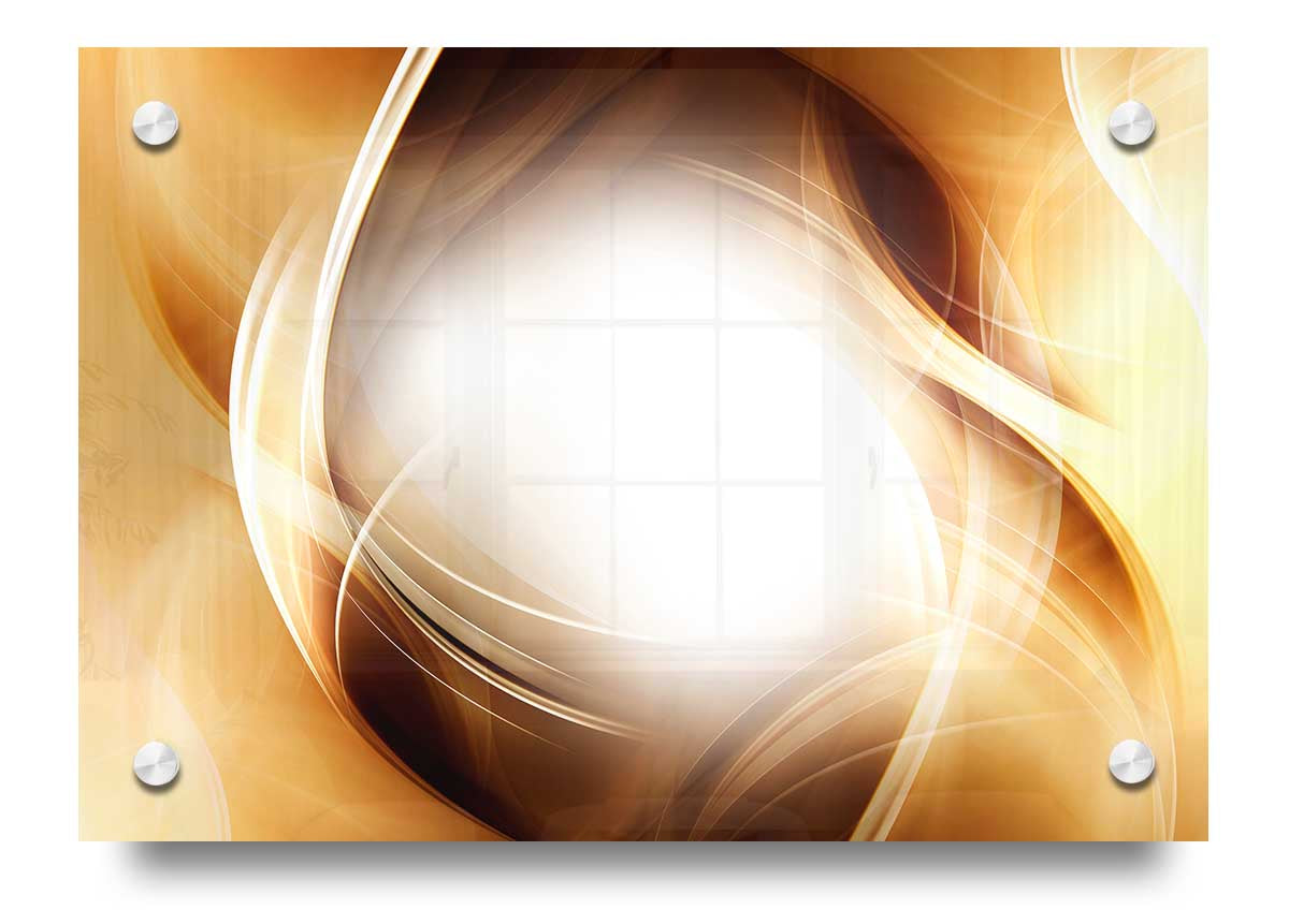 Abstract Fire Blend acrylic print showcasing vibrant colors and dynamic flame-like design on 5mm thick acrylic glass.