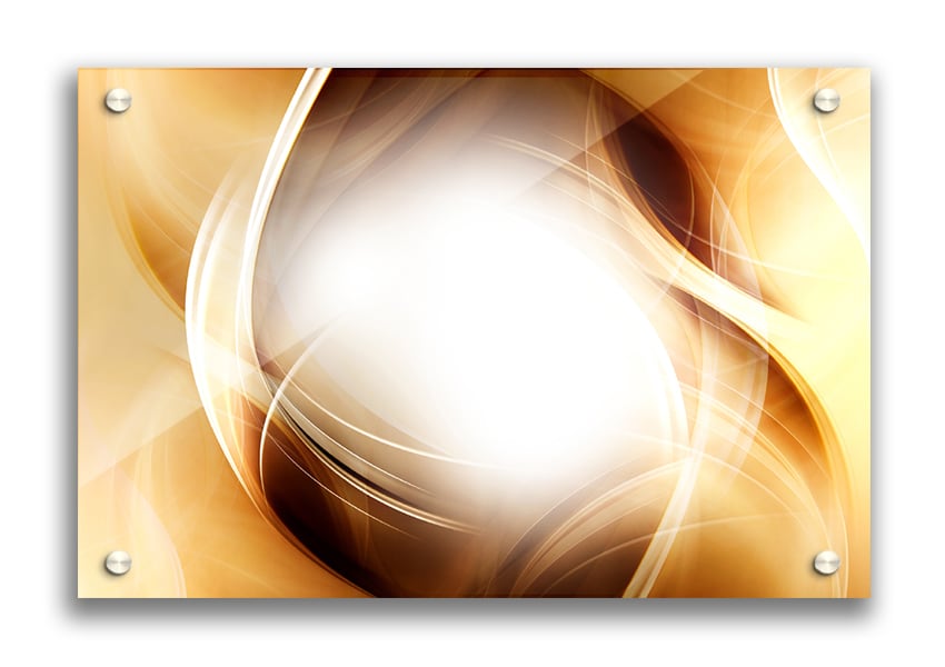 Abstract Fire Blend acrylic print showcasing vibrant colors and dynamic flame-like design on 5mm thick acrylic glass.