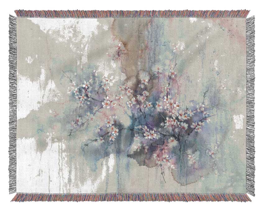 A luxurious Abstract Flower Paradise throw blanket made from 100% cotton, featuring an elegant abstract floral design.
