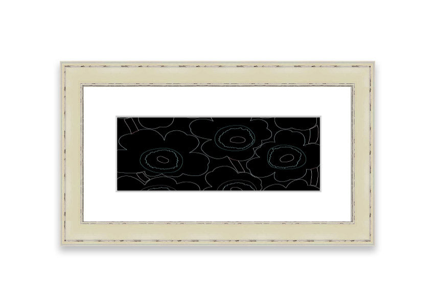 Framed print of Abstract Flowers 06 featuring vibrant colors and intricate floral designs, ready to hang.