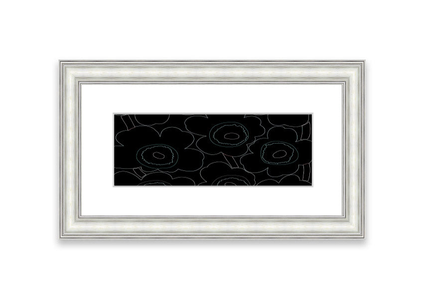 Framed print of Abstract Flowers 06 featuring vibrant colors and intricate floral designs, ready to hang.