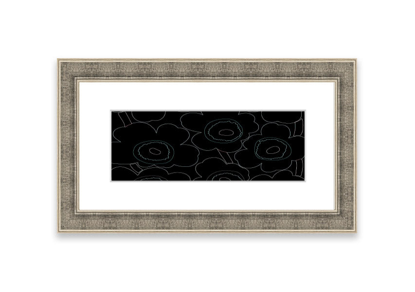 Framed print of Abstract Flowers 06 featuring vibrant colors and intricate floral designs, ready to hang.