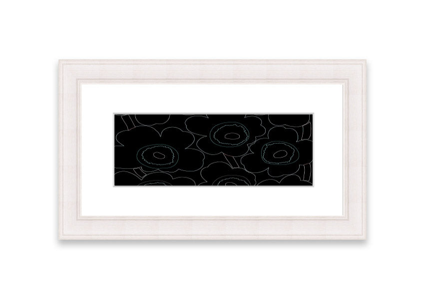 Framed print of Abstract Flowers 06 featuring vibrant colors and intricate floral designs, ready to hang.
