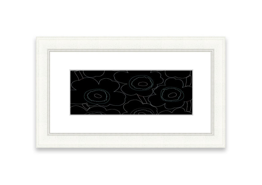 Framed print of Abstract Flowers 06 featuring vibrant colors and intricate floral designs, ready to hang.