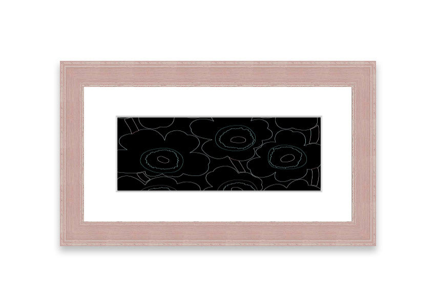Framed print of Abstract Flowers 06 featuring vibrant colors and intricate floral designs, ready to hang.