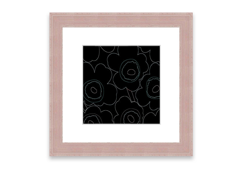 Framed print of Abstract Flowers 06 featuring vibrant colors and intricate floral designs, ready to hang.