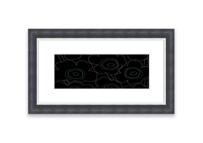 Framed print of Abstract Flowers 06 featuring vibrant colors and intricate floral designs, ready to hang.