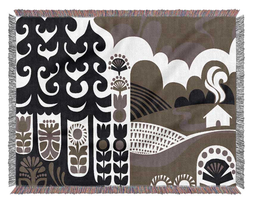 A luxurious Abstract Hills Brown throw blanket made from 100% cotton, featuring a thermal weave and abstract design, perfect for home decor.