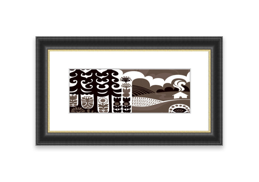 Abstract Hills Brown framed print showcasing rolling hills in rich brown tones, elegantly framed and ready to hang.