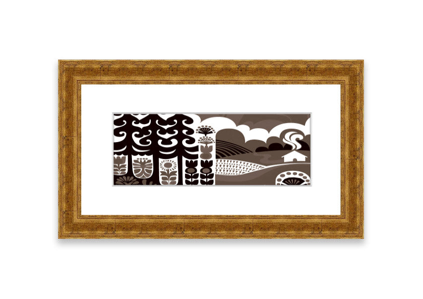 Abstract Hills Brown framed print showcasing rolling hills in rich brown tones, elegantly framed and ready to hang.