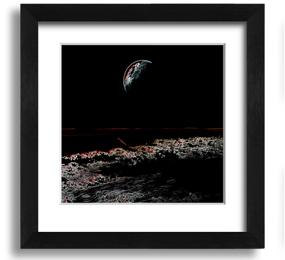 Abstract Moon Square Framed Print in a stylish frame, showcasing a modern design with moon imagery.