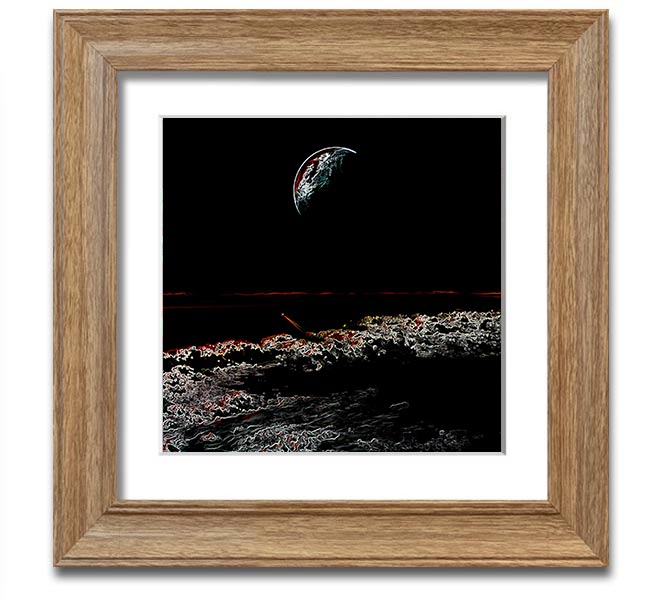 Abstract Moon Square Framed Print in a stylish frame, showcasing a modern design with moon imagery.
