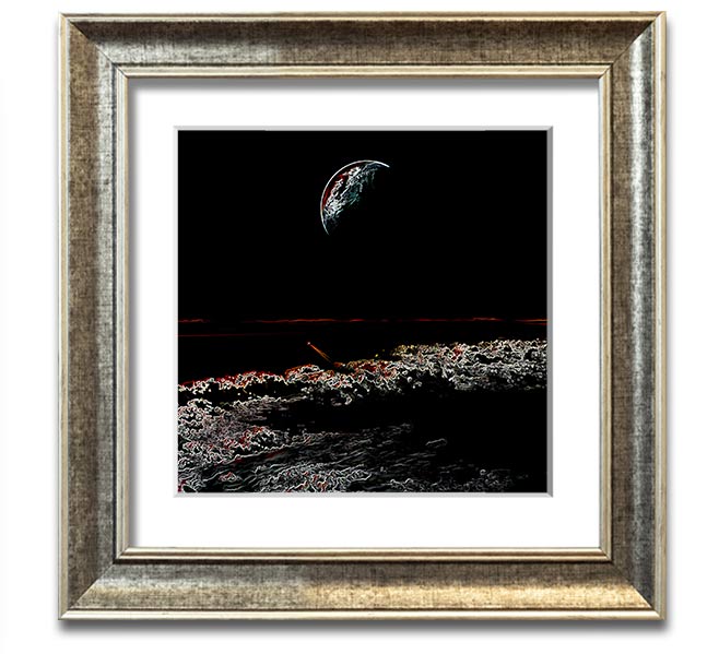 Abstract Moon Square Framed Print in a stylish frame, showcasing a modern design with moon imagery.