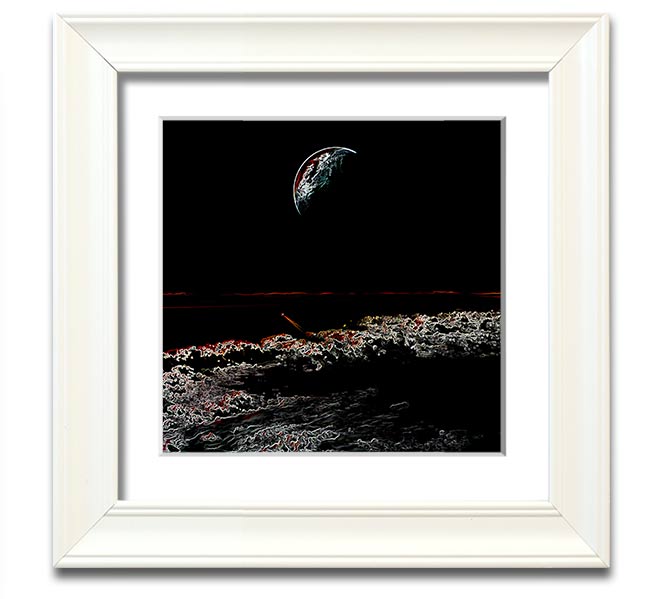 Abstract Moon Square Framed Print in a stylish frame, showcasing a modern design with moon imagery.
