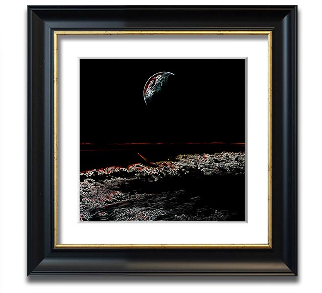 Abstract Moon Square Framed Print in a stylish frame, showcasing a modern design with moon imagery.