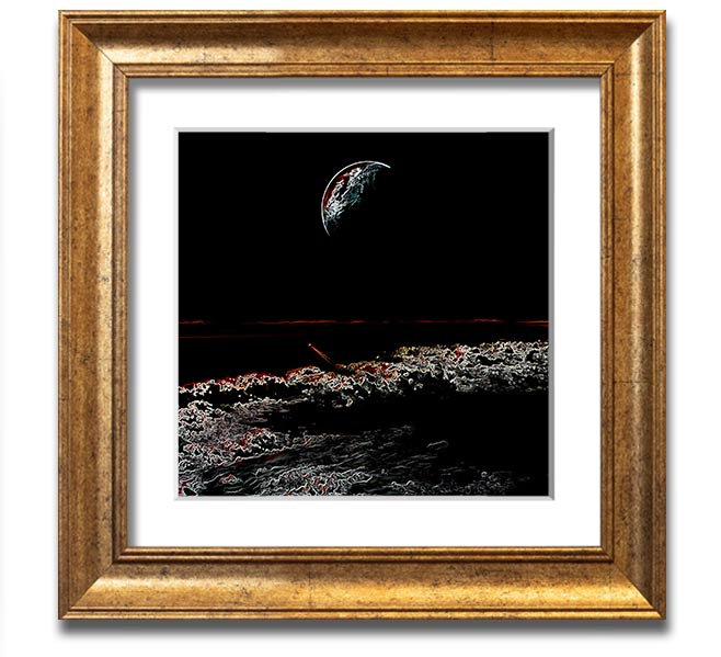 Abstract Moon Square Framed Print in a stylish frame, showcasing a modern design with moon imagery.