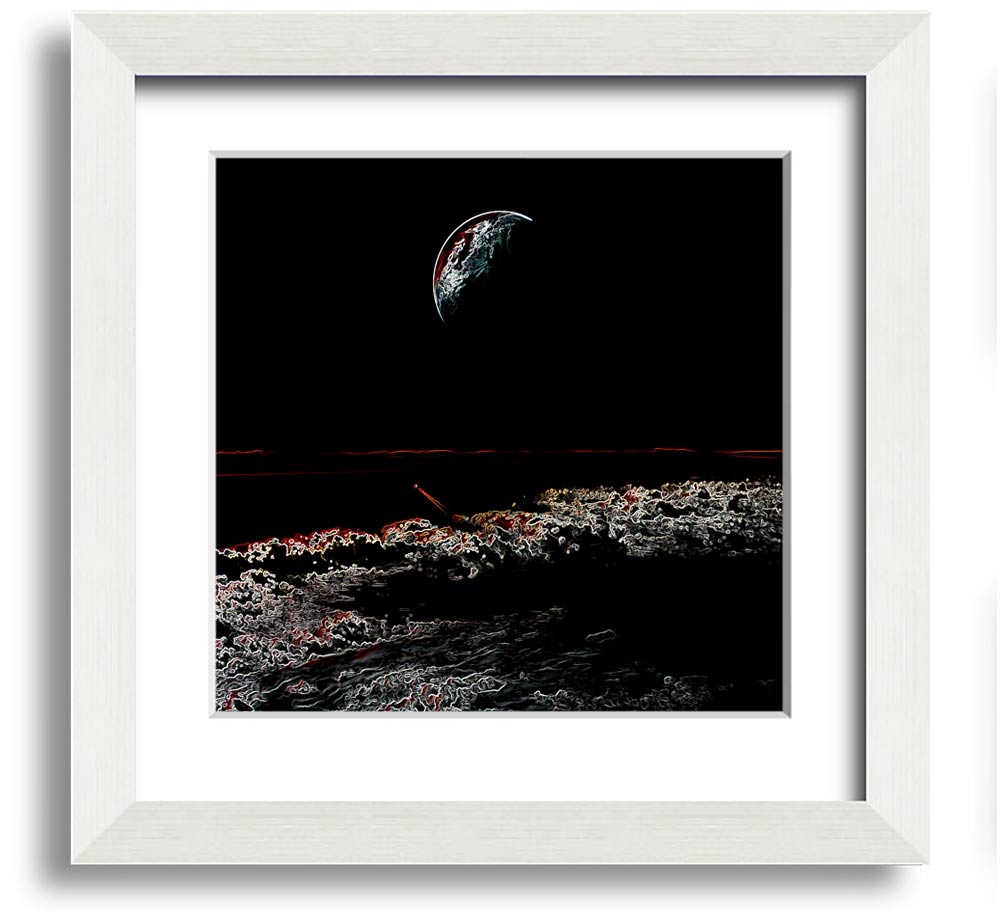 Abstract Moon Square Framed Print in a stylish frame, showcasing a modern design with moon imagery.