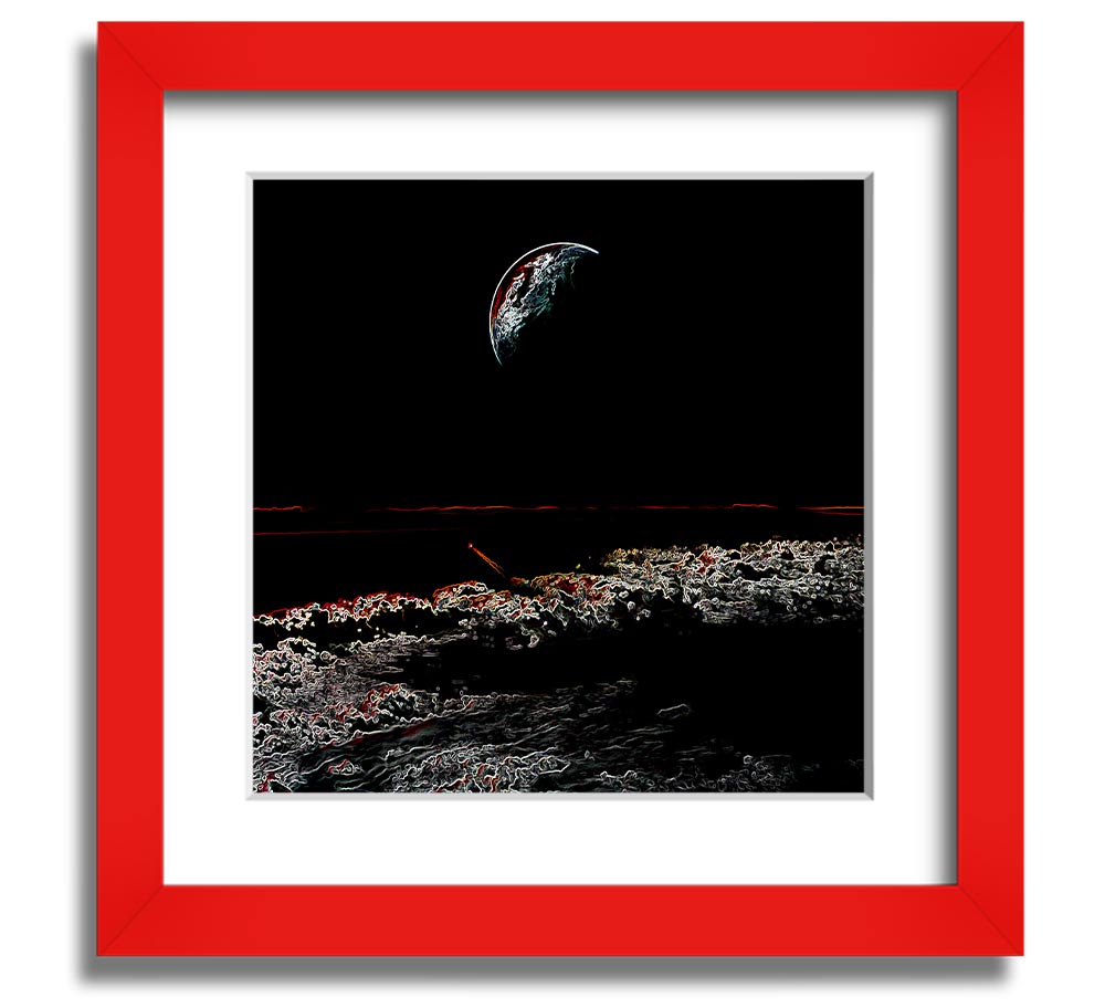 Abstract Moon Square Framed Print in a stylish frame, showcasing a modern design with moon imagery.