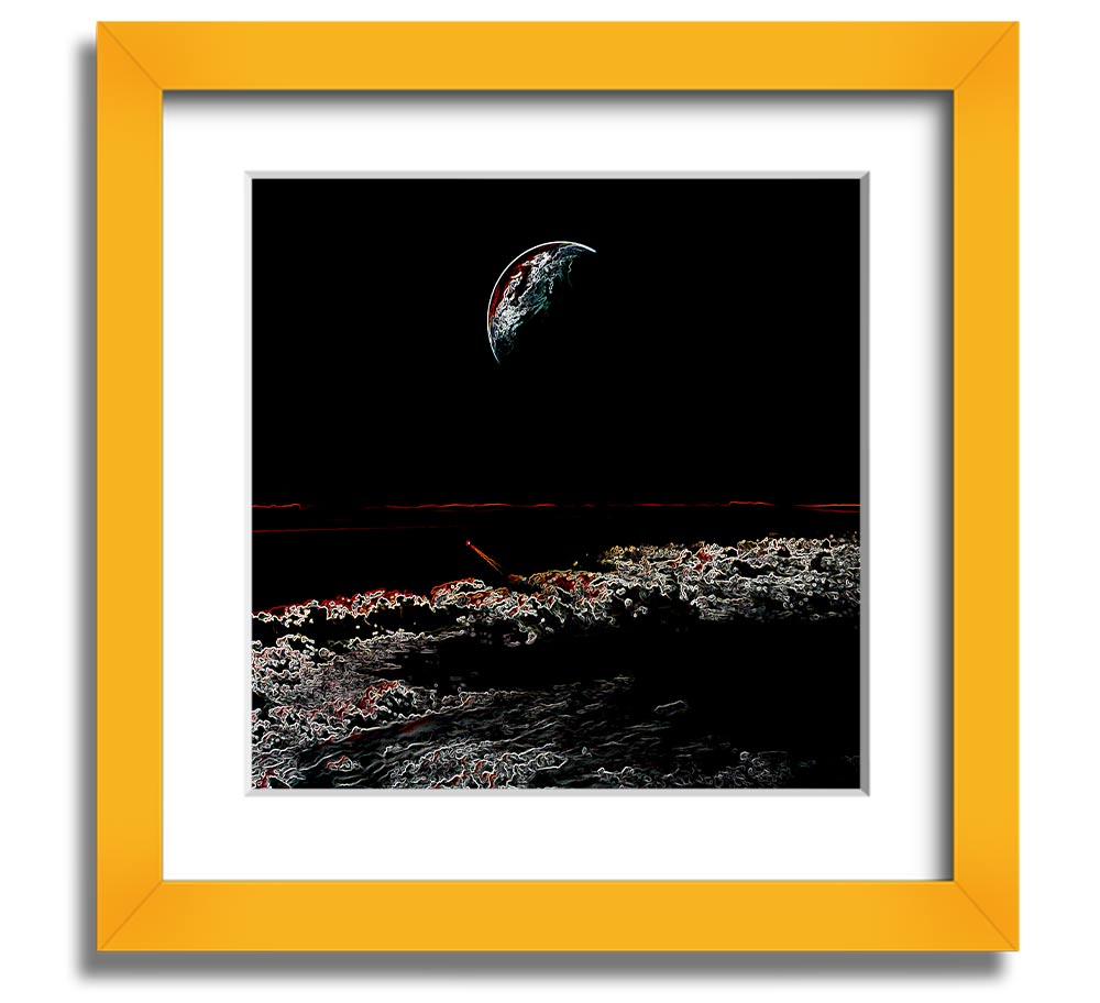 Abstract Moon Square Framed Print in a stylish frame, showcasing a modern design with moon imagery.