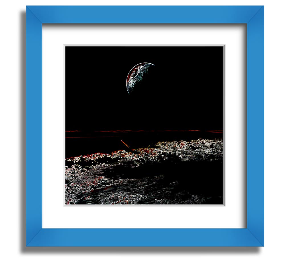 Abstract Moon Square Framed Print in a stylish frame, showcasing a modern design with moon imagery.