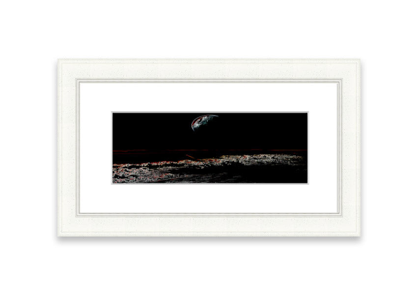 A beautifully framed Abstract Moon print showcasing an artistic representation of the moon in calming colors, ready to hang.