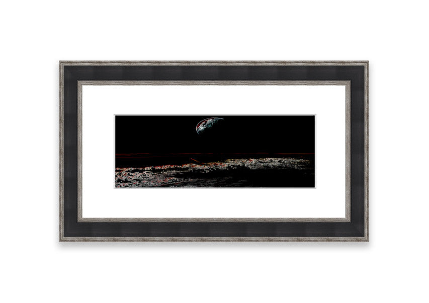A beautifully framed Abstract Moon print showcasing an artistic representation of the moon in calming colors, ready to hang.