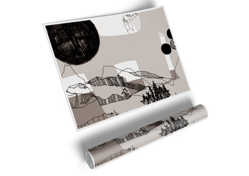 Abstract Mountain Beige canvas poster featuring a serene mountain landscape in beige tones, perfect for home decor.