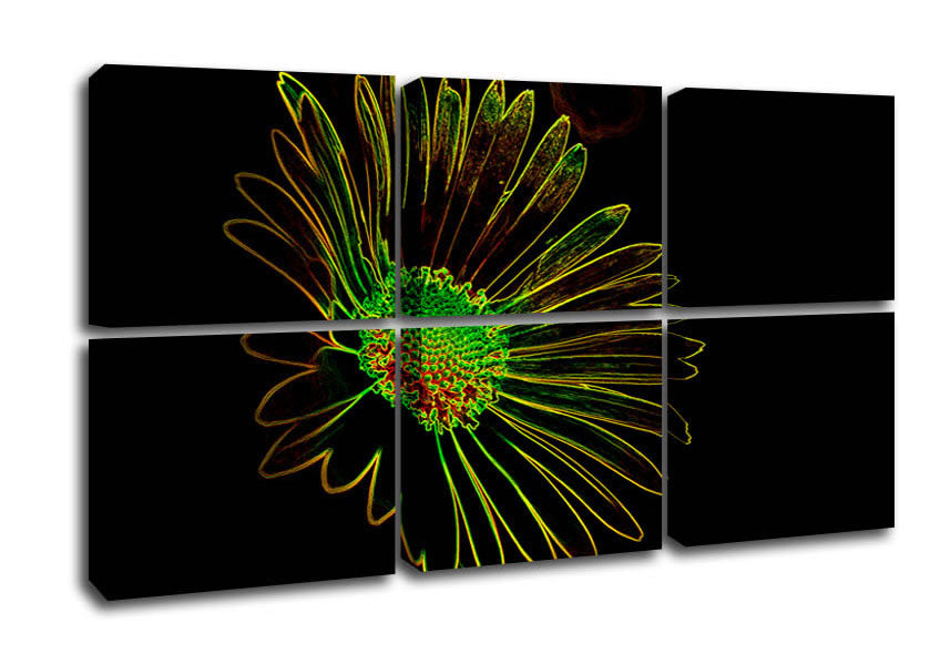 Abstract Neon Floral 13 canvas art featuring vibrant floral patterns in neon colors, mounted on a sturdy box frame.