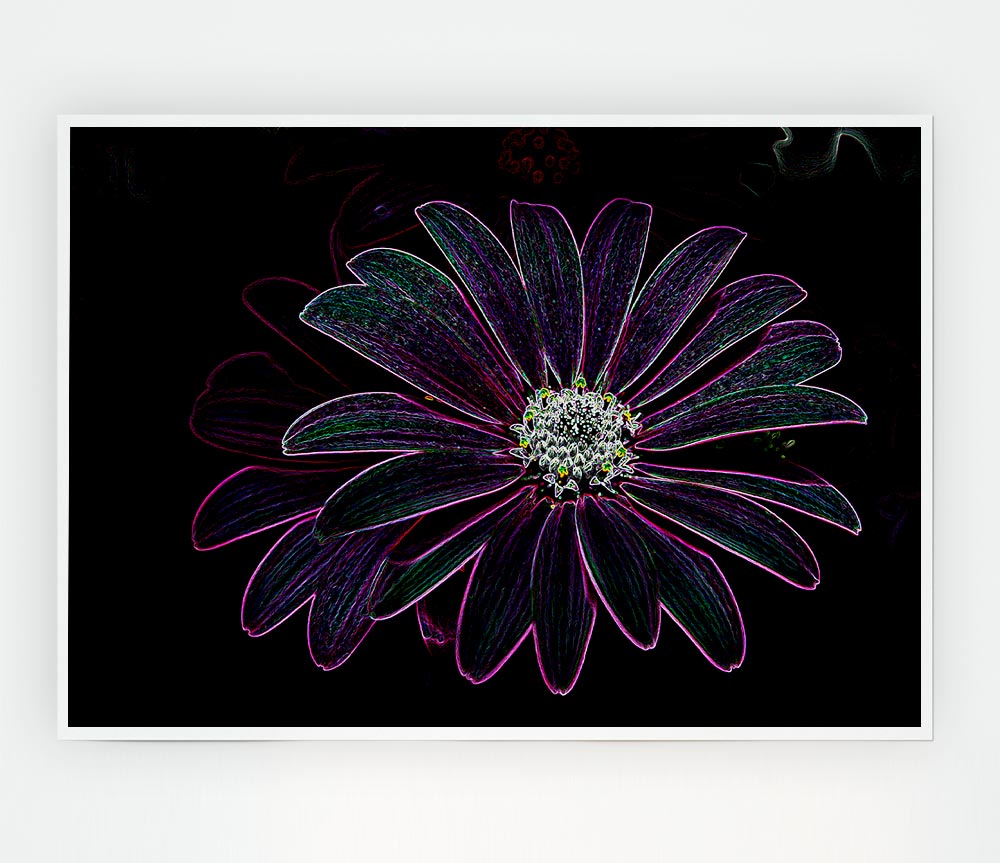 Abstract Neon Floral 14 canvas poster featuring vibrant neon colors and floral patterns, perfect for home decor.