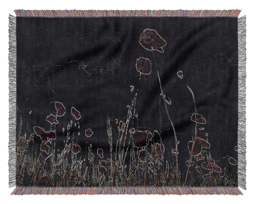 Abstract Neon Floral 17 throw blanket featuring vibrant floral patterns on a soft cotton fabric, perfect for home decor.